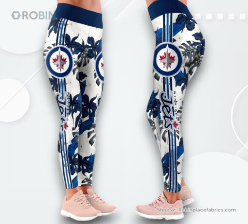 NHL Winnipeg Jets Flower Leggings For Women, Jets Gear