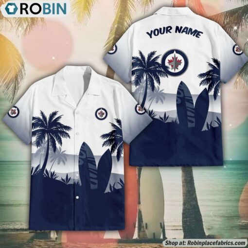 NHL Winnipeg Jets Summer Coconut Tree Pattern Aloha Shirt