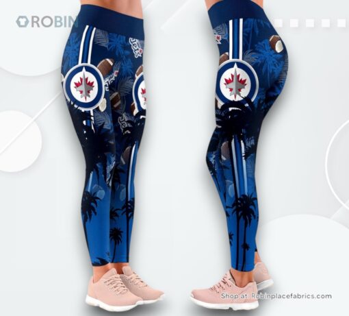 NHL Winnipeg Jets Summer Flower High Waisted Leggings For Women, Jets Unique Gifts