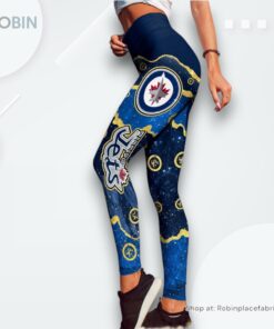 NHL Winnipeg Jets Summer Flower Leggings For Women, Winnipeg Jets Merchandise NHL Winnipeg Jets Summer Flower Leggings For Women, Winnipeg Jets Merchandise