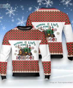 Nothing Runs Like a Reindeer Tractor Christmas Ugly Christmas Sweater, Christmas Gift, Farmers Sweater