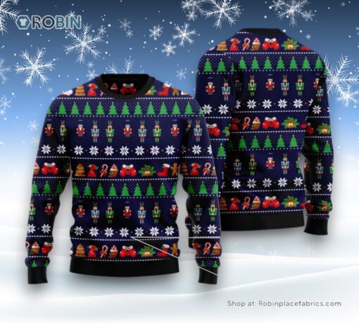 Nutcracker Pattern Ugly Christmas Sweatshirt, Sweater