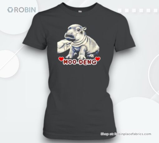 Official Moo Deng Bouncy Pig In Thai Picture The Cute Baby Hippo Unisex Shirt