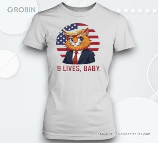Original 9 Lives Baby Cat Trump Humor 2024 Unisex Shirt