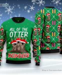 Otter Reindeer Ugly Christmas Sweater