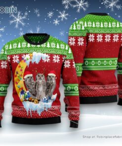 Owl Love Moon Xmas Ugly Christmas Sweatshirt, Sweater