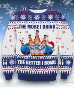 Pabst Blue Ribbon Bowling Ugly Sweater and Sweatshirt