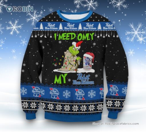 Pabst Blue Ribbon Grinch Need Ugly Sweater and Sweatshirt