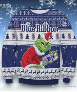 Pabst Blue Ribbon Grinch Ugly Sweater and Sweatshirt