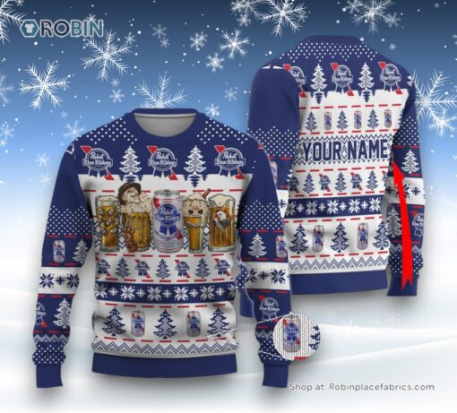 Pabst Blue Ribbon Horror Drink Ugly Sweater and Sweatshirt