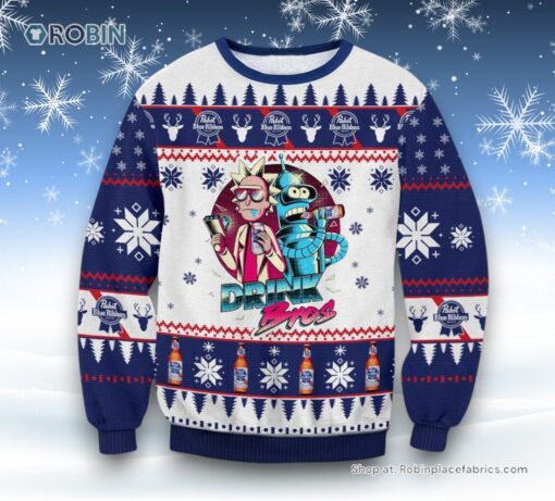 Pabst Blue Ribbon Rick And Morty Ugly Sweater and Sweatshirt