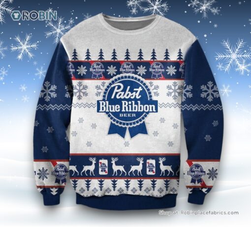 Pabst Blue Ribbon Ugly Sweater and Sweatshirt