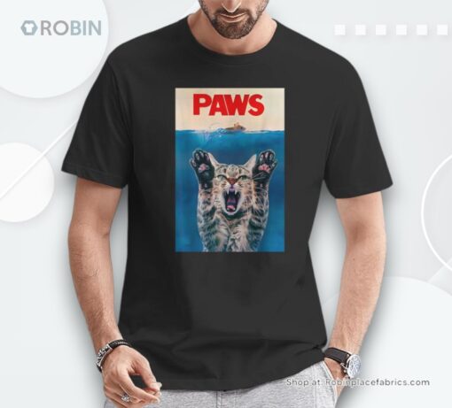 Paws Cat Parody Cat Lover Kitten Shark Mouse Meow Shirt