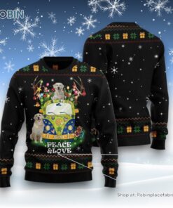 Peace Love Golden Retriever Ugly Christmas Sweater