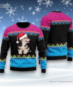 Pembroke Welsh Corgi Christmas Hat Pattern Ugly Christmas Sweatshirt, Sweater, Christmas Gift For Dog Love