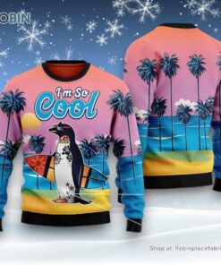 Penguin I’M So Cool Ugly Christmas Sweater