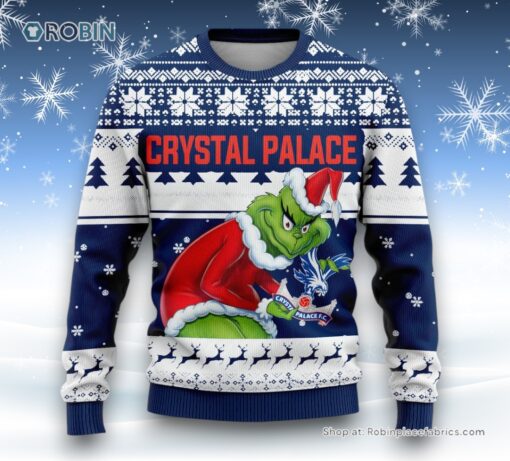 Personalized EPL Crystal Palace Grinch Ugly Sweater and Sweatshirt All Over Print For Fan   Limited Edition