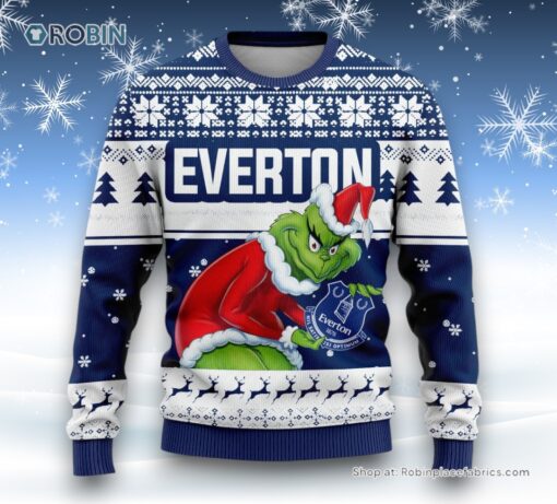 Personalized EPL Everton Grinch Ugly Sweater and Sweatshirt All Over Print For Fan   Limited Edition