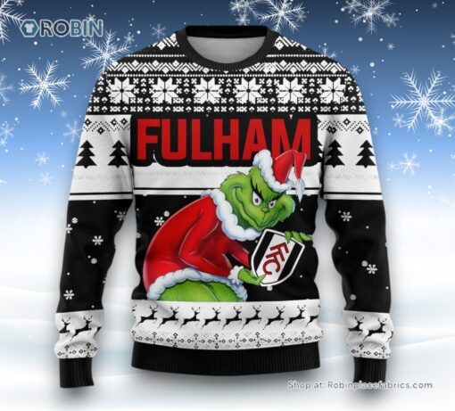 Personalized EPL Fulham Grinch Ugly Sweater and Sweatshirt All Over Print For Fan   Limited Edition