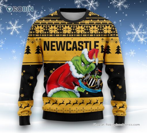 Personalized EPL Newcastle Grinch Ugly Sweater and Sweatshirt All Over Print For Fan   Limited Edition