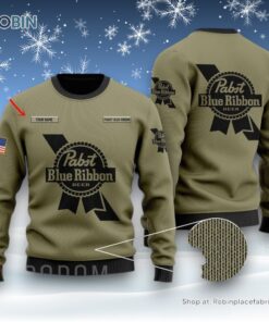 Personalized Pabst Blue Ribbon U.S Flag Sweater and Sweatshirt