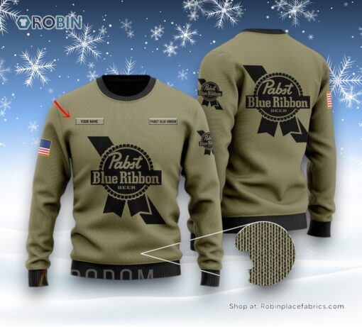 Personalized Pabst Blue Ribbon U.S Flag Sweater and Sweatshirt