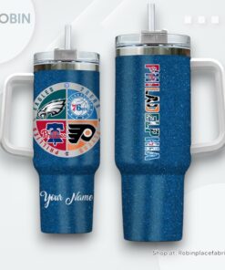 Philadelphia Sports Logo Team Custom Name Handle Cup Tumbler 40oz
