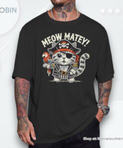 Pirate Cat Meow Matey Graphic Shirt
