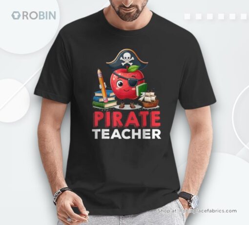 Pirate Teacher Fun Apple Pencil Classroom Shirt