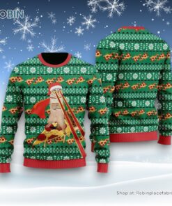 Pizza Cat laser Eye Ugly Christmas Sweater, Christmas Gift For Cat Love