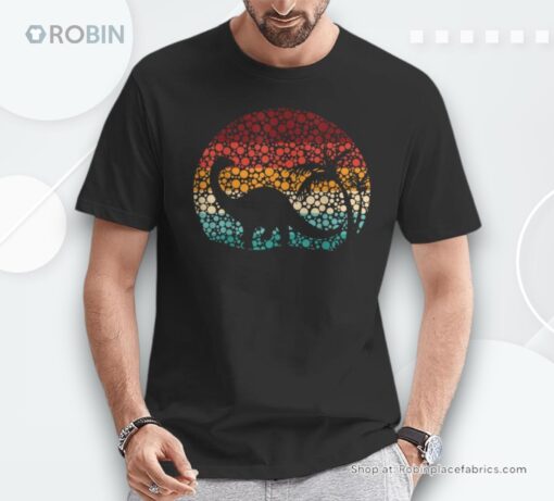 Polka Dot Brontosaurus Retro Vintage Dinosaur Boys Shirt