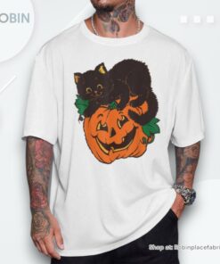 Pumpkin And Black Cat Halloween Vintage Costume Shirt