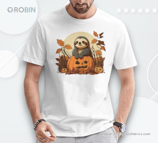 Pumpkin Sloth Costume On Sloth Halloween Shirt