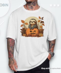Pumpkin Sloth Costume On Sloth Halloween Shirt