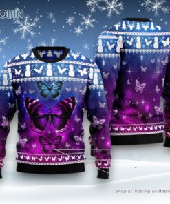 Purple Butterfly Ugly Christmas Sweater