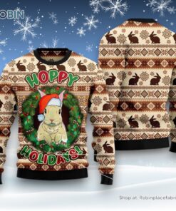 Rabbit Happy Holidays Ugly Christmas Sweatshirt, Sweater