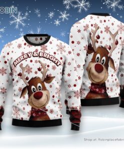 Reindeer Merry & Bright Ugly Christmas Sweater