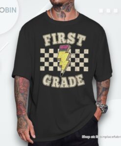 Retro 1St First Grade Teacher Lightning Bolt Pencil Teacher Shirt