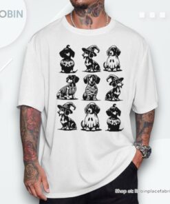 Retro Dachshund Witch Dog Spooky Season Halloween Shirt