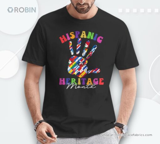Retro Hispanic Heritage Month All Countries Heart Hands Shirt