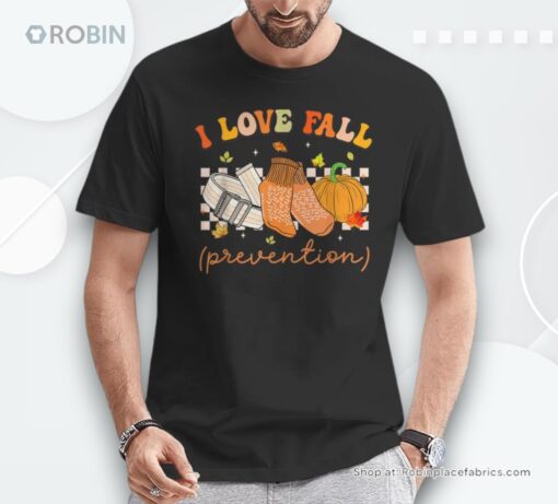 Retro I Love Fall Prevention Fall Physical Therapy Groovy Shirt