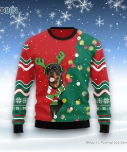 Rottweiler Christmas Tree Christmas Ugly Sweater, Christmas Gift For Dog Love