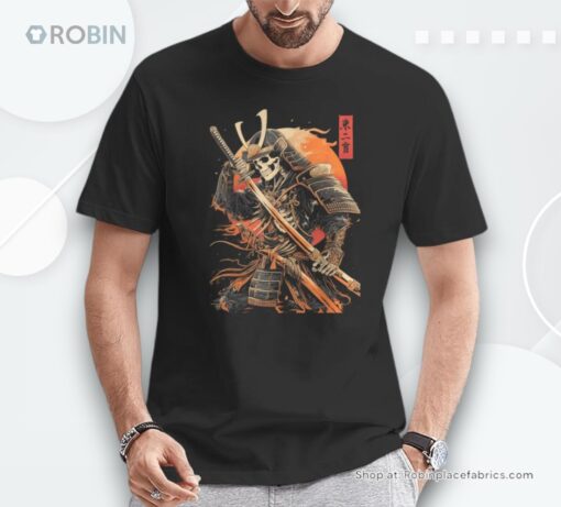 Samurai Skeleton Japanese Kanji Samurai Warrior Skeleton Shirt