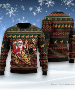 Santa & German Shepherd Ugly Christmas Sweatshirt, Sweater, Christmas Gift For Dog Love