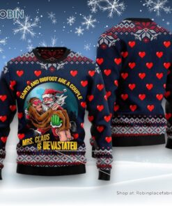 Santa And Bigfoot Are A Couple Ugly Christmas Sweater