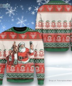 Santa And Jesus Ugly Christmas Sweatshirt, Sweater For Men & Women Adult, Christian Sweater, God Gift