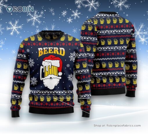Santa Beerd Ugly Christmas Sweatshirt, Sweater