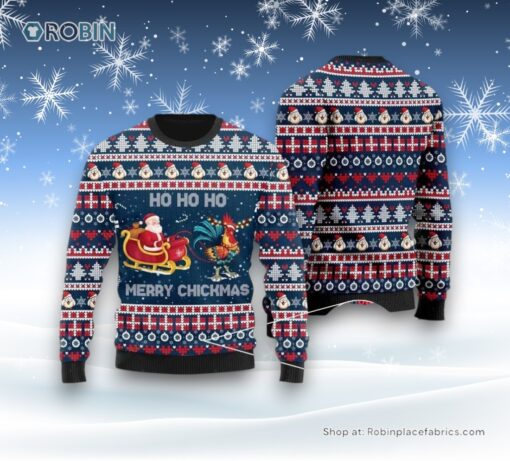 Santa Claus And Chicken Ho Ho Ho Mery Chickmas Ugly Christmas Sweatshirt, Sweater For Men And Women, Christmas Gift