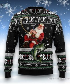 Santa Claus Fishing Ugly Christmas Sweatshirt, Sweater For Men And Women, Christmas Gift