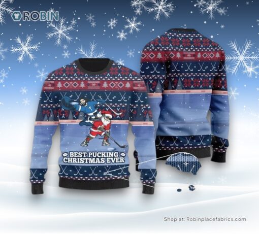 Santa Claus For Ice Hokey Lovers Ugly Christmas Sweater For Men And Women, Christmas Gift